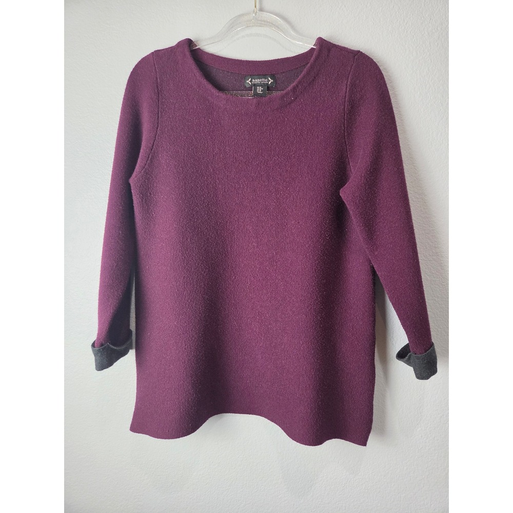 Nanette Lepore Sweater Womens Medium Purple Wool Blend Side Zip Excellent